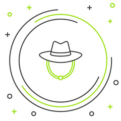 Line Western cowboy hat icon isolated on white background. Colorful outline concept. Vector