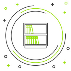 Line Library bookshelf icon isolated on white background. Colorful outline concept. Vector
