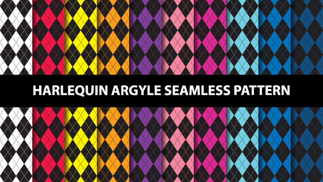 Collection of argyle harlequin vector seamless pattern