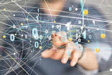 Global network. Blockchain. 3D illustration. Neural networks and artificial intelligence. Abstract  3d