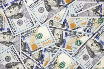 Background of one hundred dollar bills
