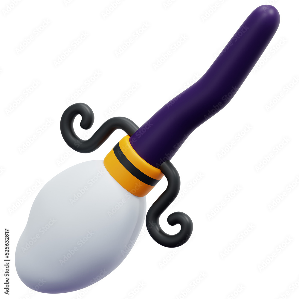 Poster broomstick 3d render icon illustration