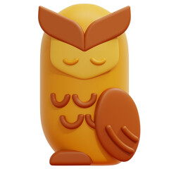 owl 3d render icon illustration