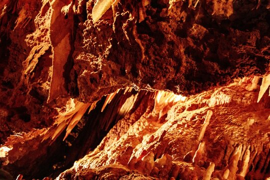 Low-angle shot of Clamouse cave(Grotte de Clamouse) in  Saint-Jean-de-Fos, France