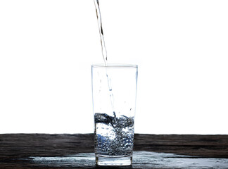 The image of pouring drinking water, into a glass,