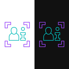 Line Television report icon isolated on white and black background. TV news. Colorful outline concept. Vector