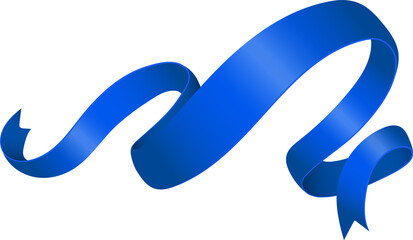 Blue curled ribbon line design element. Label for holiday celebration or gift template.