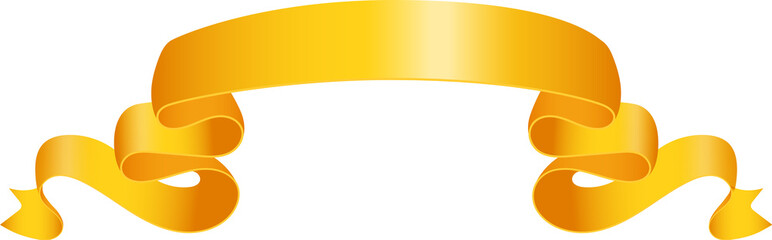 Golden curled ribbon line design element. Label for holiday celebration or gift template.