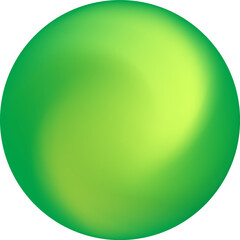 Green 3D glossy ball shape. Circle abstract shiny design bubble.