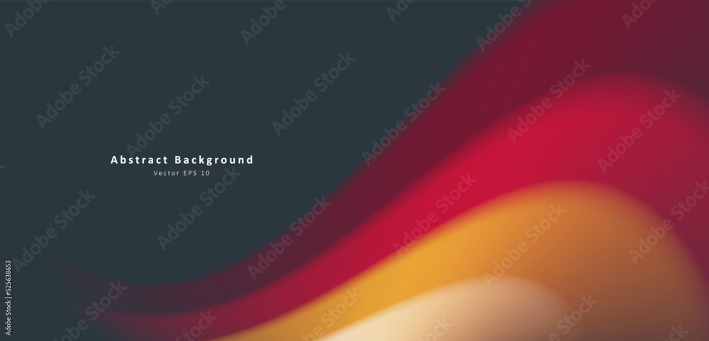 Poster abstract background with blurred wave of red and yellow like flame