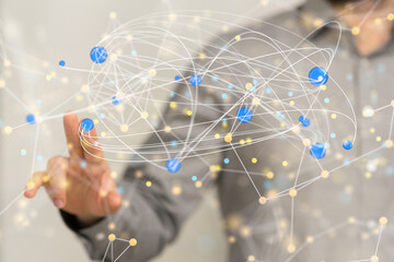 Global network. Blockchain. 3D illustration. Neural networks and artificial intelligence. Abstract