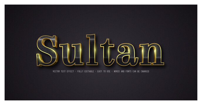 Sultan luxury gold editable text effect template style