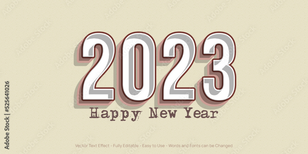 Poster happy new year 2023 retro style editable text effect template