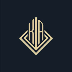 Initials KA logo rhombus lines shape style, luxury modern real estate logo design - obrazy, fototapety, plakaty