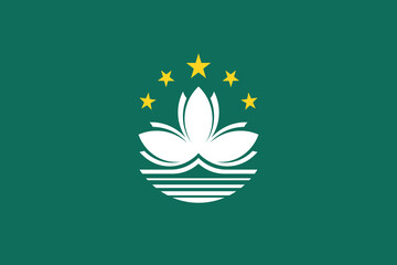 Macao flag background illustration green yellow stars white lotus