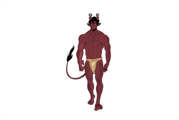 Red demon boy vector illustrations