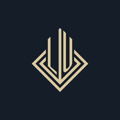 Initials LU logo rhombus lines shape style, luxury modern real estate logo design - obrazy, fototapety, plakaty