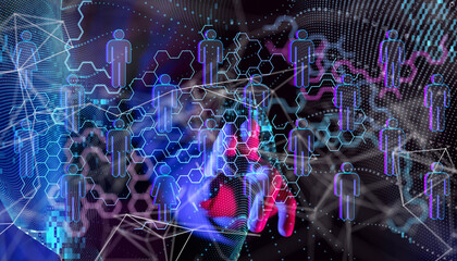 Abstract technology group and data 3d