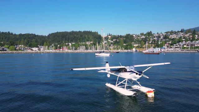 Seaplane on the lake in Gibsons, BC, Canada