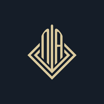 Initials NA logo rhombus lines shape style, luxury modern real estate logo design