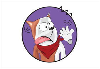 Dog cartoon face getting slapped illustration