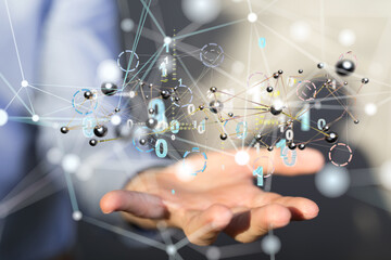 Abstract technology group and data 3d