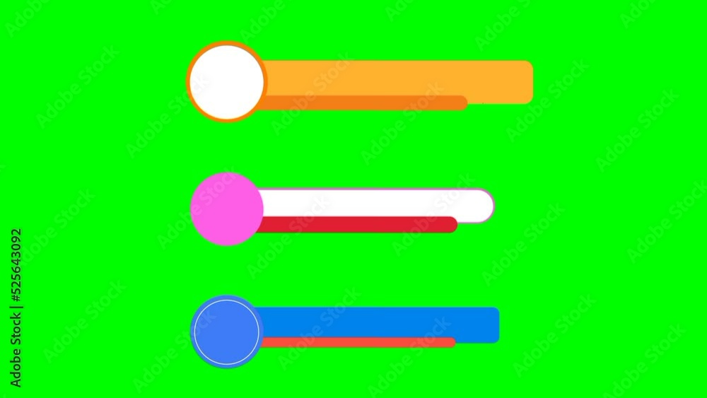 Poster view of animated colorful buttons with copyspace in chroma key background