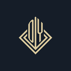 Fototapeta Initials OY logo rhombus lines shape style, luxury modern real estate logo design obraz