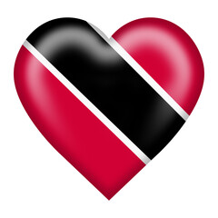 Trinidad and Tobago flag heart button 3d illustration isolated on white with clipping path