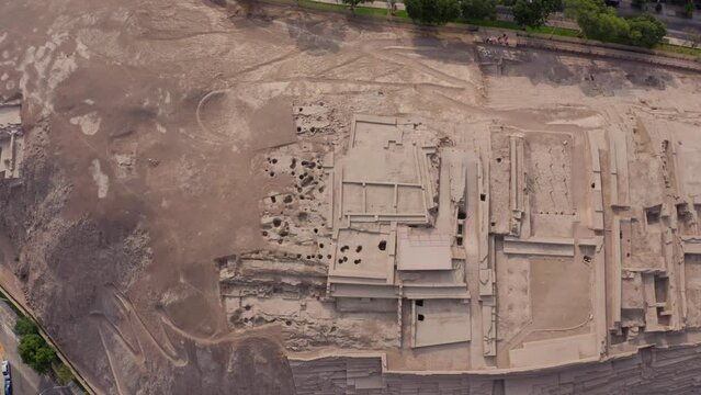 Aerial view of the Huaca Pucllana in Lima, Peru