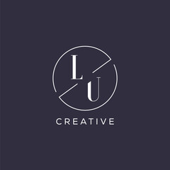 Elegant look monogram LU logo with simple circle line - obrazy, fototapety, plakaty