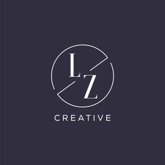 Elegant look monogram LZ logo with simple circle line - obrazy, fototapety, plakaty