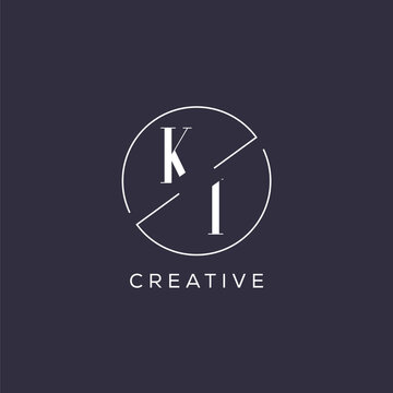 Elegant look monogram KI logo with simple circle line