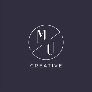Elegant look monogram MU logo with simple circle line