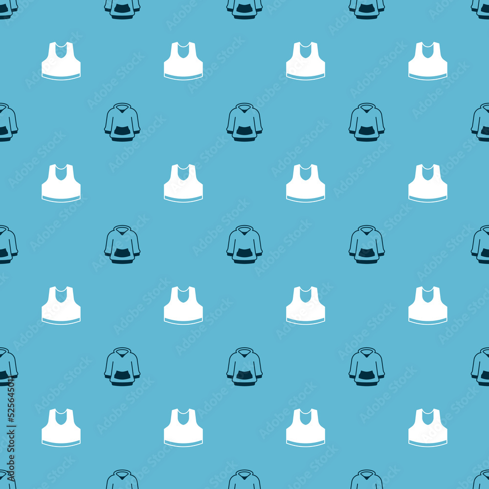Poster set hoodie and undershirt on seamless pattern. vector