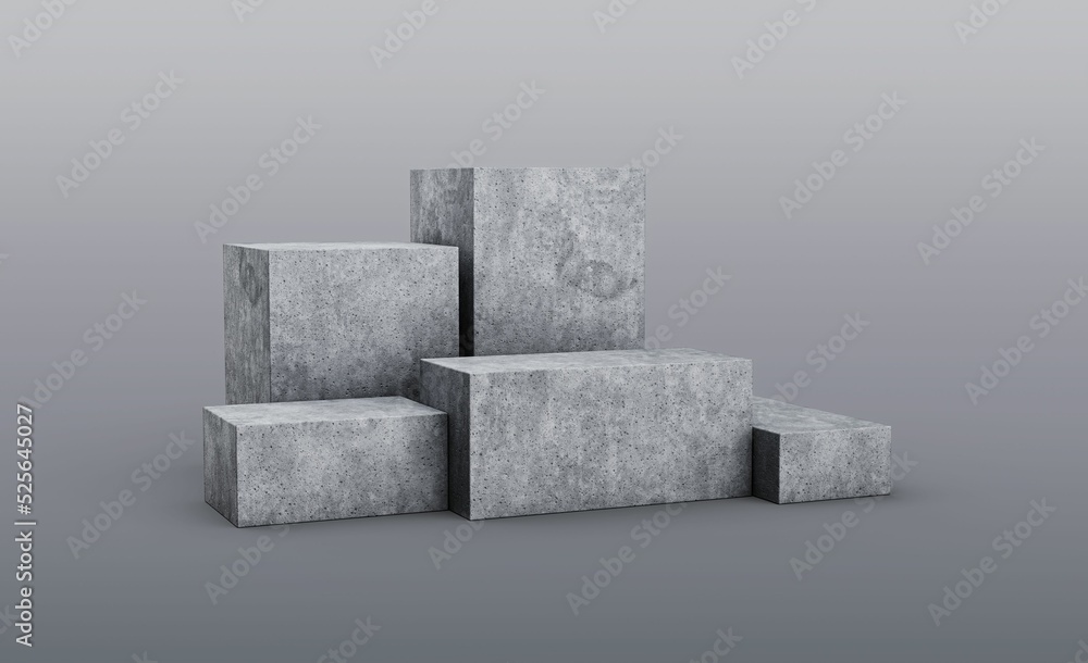 Poster 3d rendering of a minimal concrete podium for product presentation