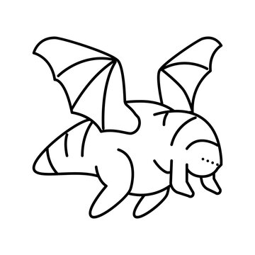 flying monster line icon vector illustration