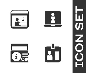 Set Journalist id card, Information, News radio channel and icon. Vector