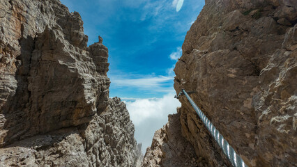 climbing the via ferrata 