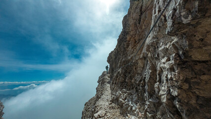 climbing the via ferrata 