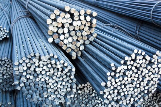 Reinforcements steel bars stack, building armature with surface
