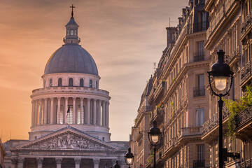 Pantheon and french architecture in Quartier Latin, Paris