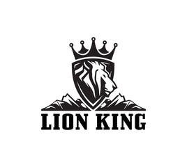 Lion Logo, Crown King Lion with Shield.
