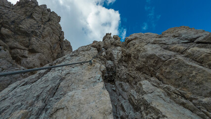 climbing the via ferrata 