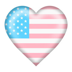 Fototapeta na wymiar USA trans gender flag heart button on white with clipping path 3d illustration