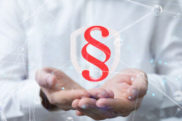 paragraph law sign digital in hand 3d