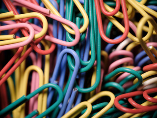 Macro photograph of a pile of paper clips