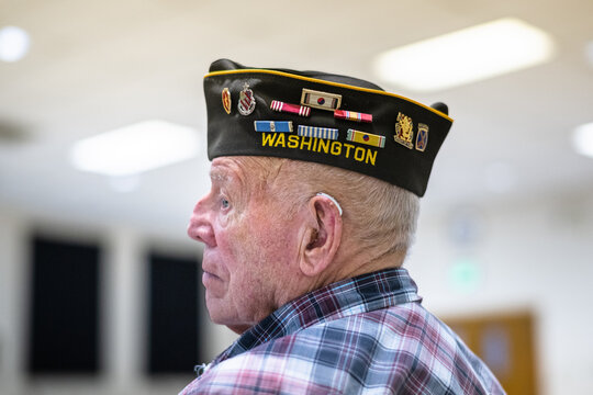 Veterans from foreign wars get together for a monthly meeting.