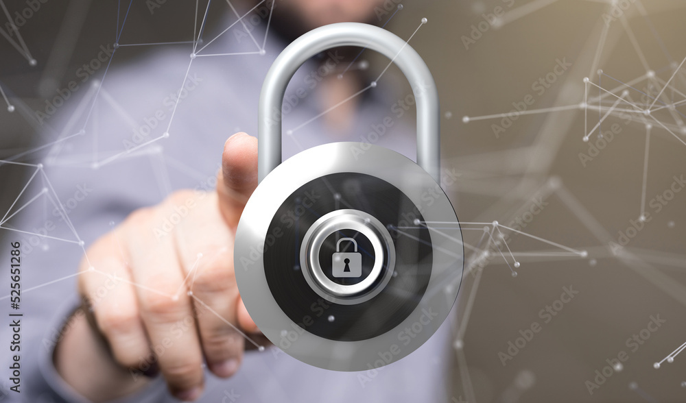 Wall mural security data code digital in hand