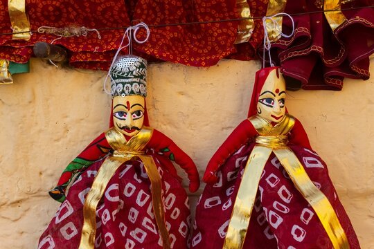 The Puppet of Couple in Traditional Look, Called Katputli